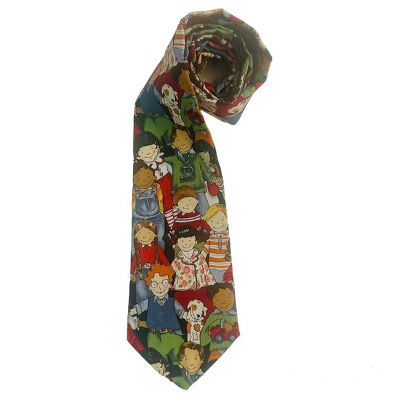 Van Heusen Corporate Casual Cotton Necktie Happy Children Of the World Tie - Picture 1 of 6